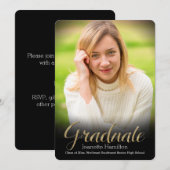 Black Lijst Vignette Foto Afstuderen Aankondiging (Voorkant / Achterkant)