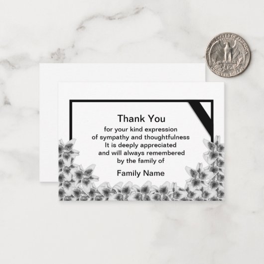 Black Lily Flower Dank je kaart Notitiekaartje (Voorkant / Achterkant in situ)