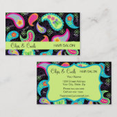 Black Lime Green Modern Paisley Whimsy Pattern Visitekaartje (Voorkant / Achterkant)