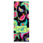 Black Lime Green Monogram persoonlijke Paisley Wijn Cadeautas (Achterkant)