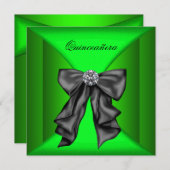 Black Lime Green Qiunceanera Kaart (Voorkant / Achterkant)