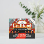 Black Limo Film Star Sweet 16 Party Kaart (Staand voorkant)