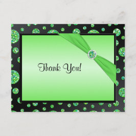 Black, Limoen Glittery Polka Dot Hartelijk dank Bedankkaart