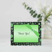 Black, Limoen Glittery Polka Dot Hartelijk dank Bedankkaart (Staand voorkant)