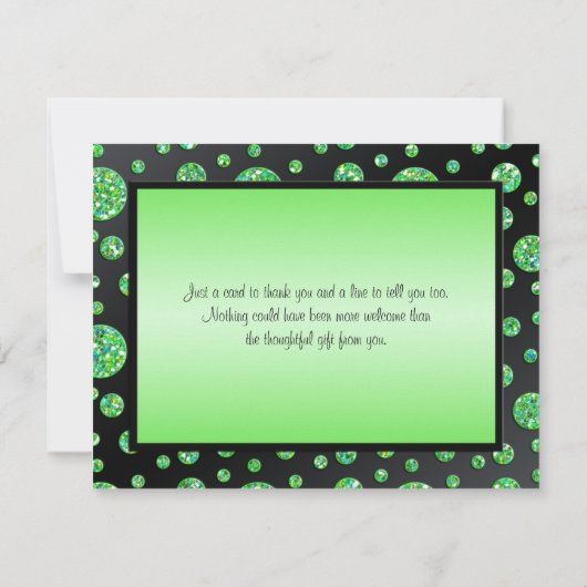 Black, Limoen Glittery Polka Dot Hartelijk dank Bedankkaart (Achterkant)