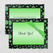 Black, Limoen Glittery Polka Dot Hartelijk dank Bedankkaart (Voorkant / Achterkant)