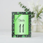 Black Limoen Polka Dots Table Number Briefkaart (Staand voorkant)