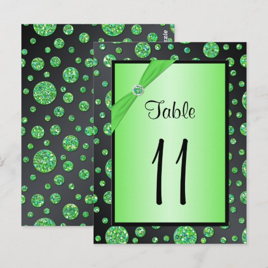 Black Limoen Polka Dots Table Number Briefkaart (Voorkant / Achterkant)