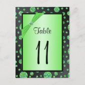 Black Limoen Polka Dots Table Number Briefkaart (Voorkant)