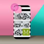 Black Limoen Striped Photo Collage Custom Monogram Case-Mate iPhone Case