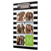 Black Limoen Striped Photo Collage Custom Monogram Klembord (Links)