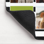 Black Limoen Striped Photo Collage Custom Monogram Muismat (Hoek)