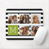 Black Limoen Striped Photo Collage Custom Monogram Muismat (Met muis)