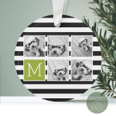 Black Limoen Striped Photo Collage Custom Monogram Ornament