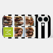Black Limoen Striped Photo Collage Monogram Case-Mate iPhone Case (Achterkant (horizontaal))