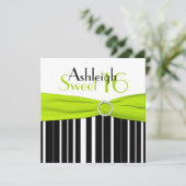 Black, Limoen, White Sweet 16 Invitation FAUX Blin Kaart (Staand voorkant)