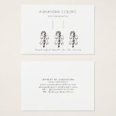 Black Line Art Festive Candy Cane & Bow Hairclip  Visitekaartje (Voorkant /achterkant)