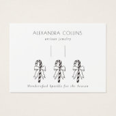 Black Line Art Festive Candy Cane & Bow Hairclip  Visitekaartje (Voorkant)