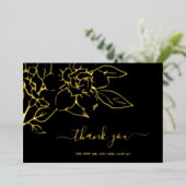 Black Line Art Floral Wedding Dank u kaart (Staand Voorkant)