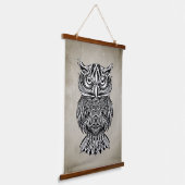 Black Line Drawing Graphic Owl Bird Hangend Wandkleed (Gebogen)