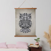 Black Line Drawing Graphic Owl Bird Hangend Wandkleed (Slaapkamer)