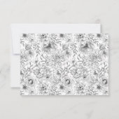 Black Line Florals Begrafenissympathie Dank u Notitiekaartje (Achterkant)