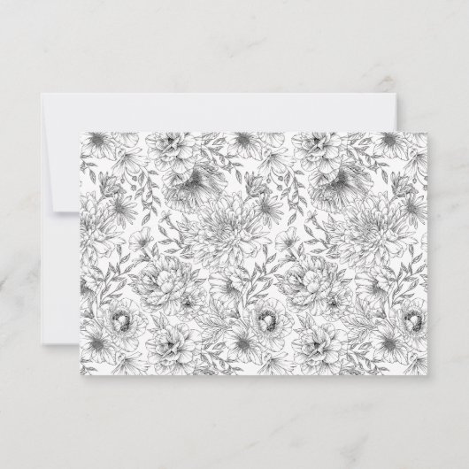 Black Line Florals Begrafenissympathie Dank u Notitiekaartje (Achterkant)