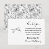 Black Line Florals Begrafenissympathie Dank u Notitiekaartje (Voorkant / Achterkant)