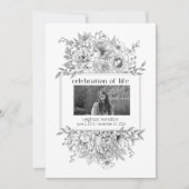 Black Line Florals Fotocollage Uitvaartprogramma Kaart (Voorkant)