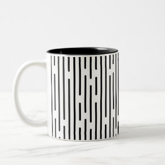 Black Line Geometric Pattern Tweekleurige Koffiemok