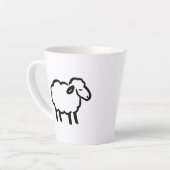 Black Line Sheep – Cozy Animal Ink Design on Latte Mok (Linkerhoek)