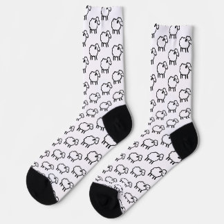 Black Line Sheep – Cozy Animal Ink Design on Sokken
