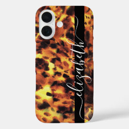 Black Line White Script Jouw Naam Schildpad iPhone 16 Hoesje