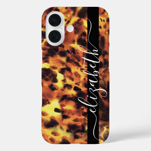 Black Line White Script Jouw Naam Schildpad Case-Mate iPhone Case (Achterkant)