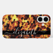 Black Line White Script Jouw Naam Schildpad Case-Mate iPhone Case (Achterkant (horizontaal))