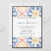 Black Lined Zomer Spaanse Tiled Wedding Invitat Kaart (Voorkant)