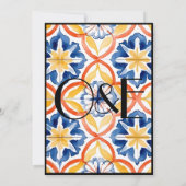 Black Lined Zomer Spaanse Tiled Wedding Invitat Kaart (Achterkant)