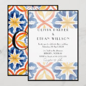 Black Lined Zomer Spaanse Tiled Wedding Invitat Kaart (Voorkant / Achterkant)