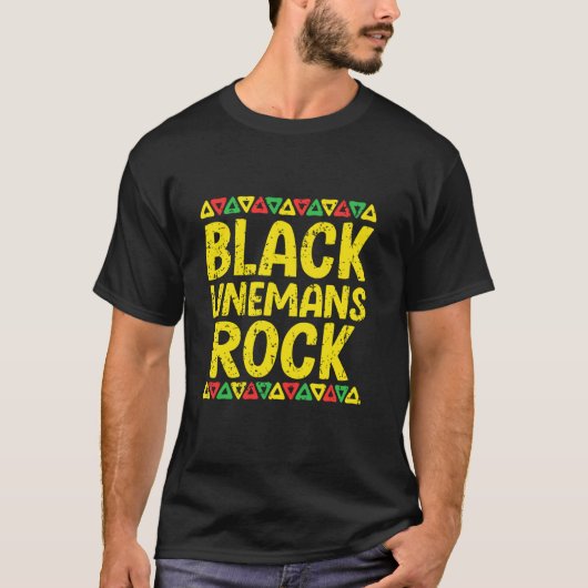 Black Linemans Rock Kente Pride Afro-Amerikaans L T-shirt (Voorkant)