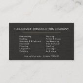 Black Linen Building Construction Visitekaartje (Achterkant)