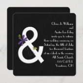 Black Linen Contemsive Wedding Invitation Kaart (Voorkant / Achterkant)