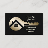 Black Linen Gold Key Real Estate Visitekaartje (Voorkant)