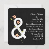 Black Linen Modern Wedding Invitation Kaart (Voorkant)