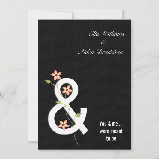 Black Linen Modern Wedding Invite Kaart (Voorkant)