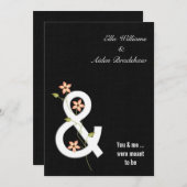 Black Linen Modern Wedding Invite Kaart (Voorkant / Achterkant)