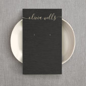 Black Linen Signature Script Earning Display Visitekaartje