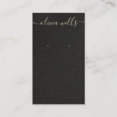 Black Linen Signature Script Earning Display Visitekaartje (Voorkant)