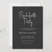 Black Linen Simple Black Script Bachelorette Party Kaart (Voorkant)