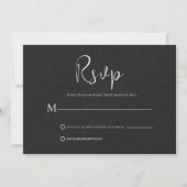 Black Linen Simple Black Script RSVP-kaart Kaart (Voorkant)