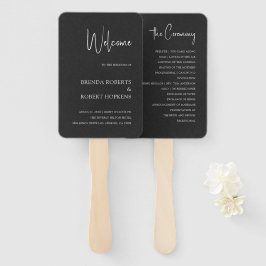 Black Linen Simple Black Script Weddenschap Hand F Handwaaier